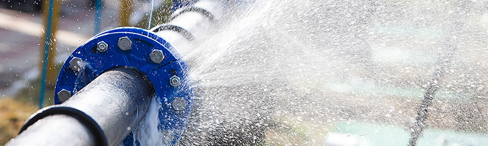 Burst pipe with water